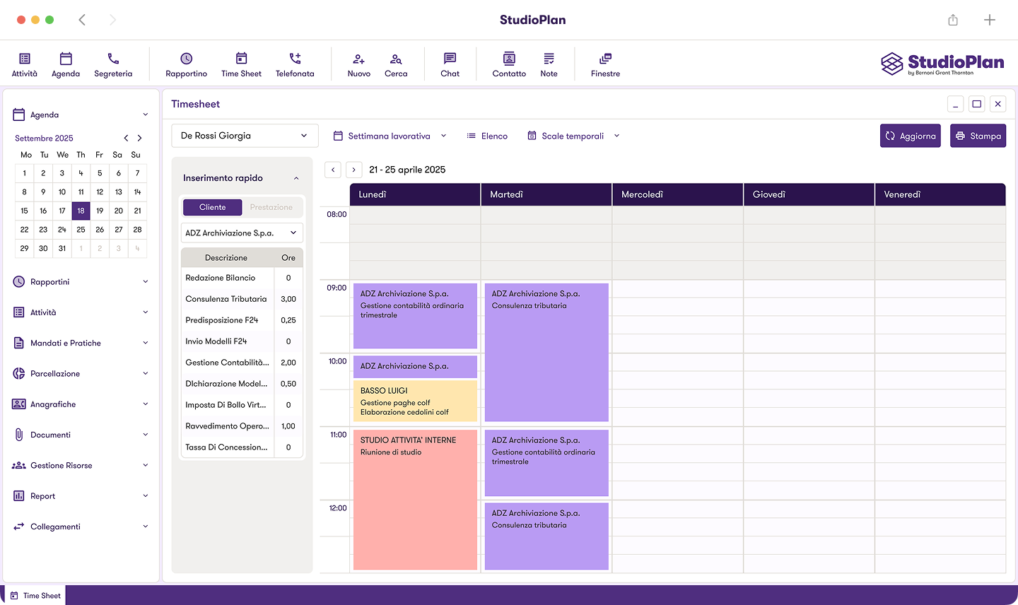 StudioPlan, Controllo di gestione eTimesheet